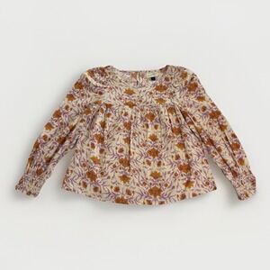 Universal Thread Boho Peasant Blouse Women XS Floral Smocked Sleeve Keyhole Back